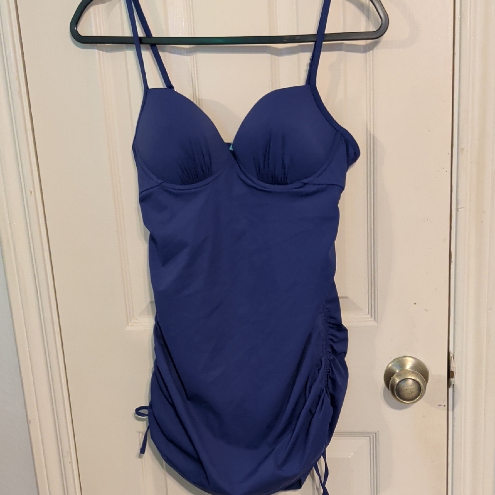 Assets By Spanx Blue One Piece Swimsuit